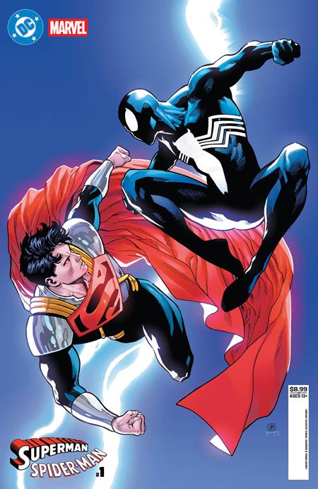 DC MARVEL SUPERMAN SPIDER-MAN #1 - CVR R - DANIEL SAMPERE SUPER-BOY PRIME & SPIDER-MAN BLACK CARD STOCK - (RELEASE: 3/25/26)