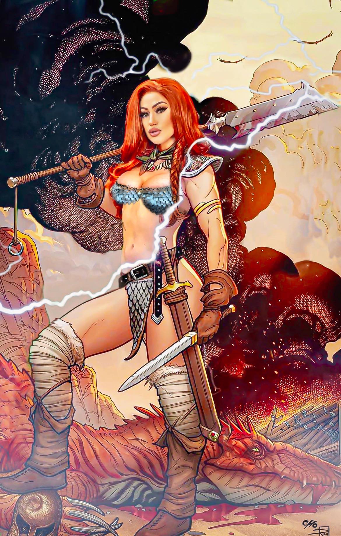 RED SONJA #7 - FRANK CHO & RACHEL HOLLON - MEGACON EXCLUSIVE VIRGIN VARIANT - LTD 500 - SIGNED BY RACHIE W/ COA