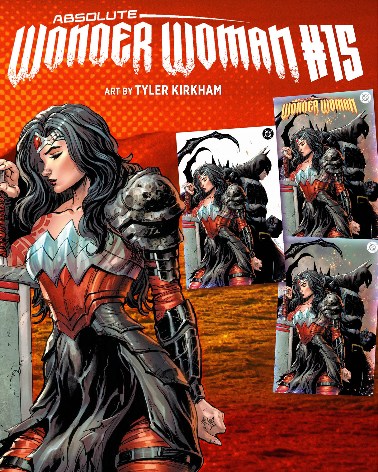 ABSOLUTE WONDER WOMAN #15 KIRKHAM - TRADE, VIRGIN & SPOT FOIL - SET OF 3