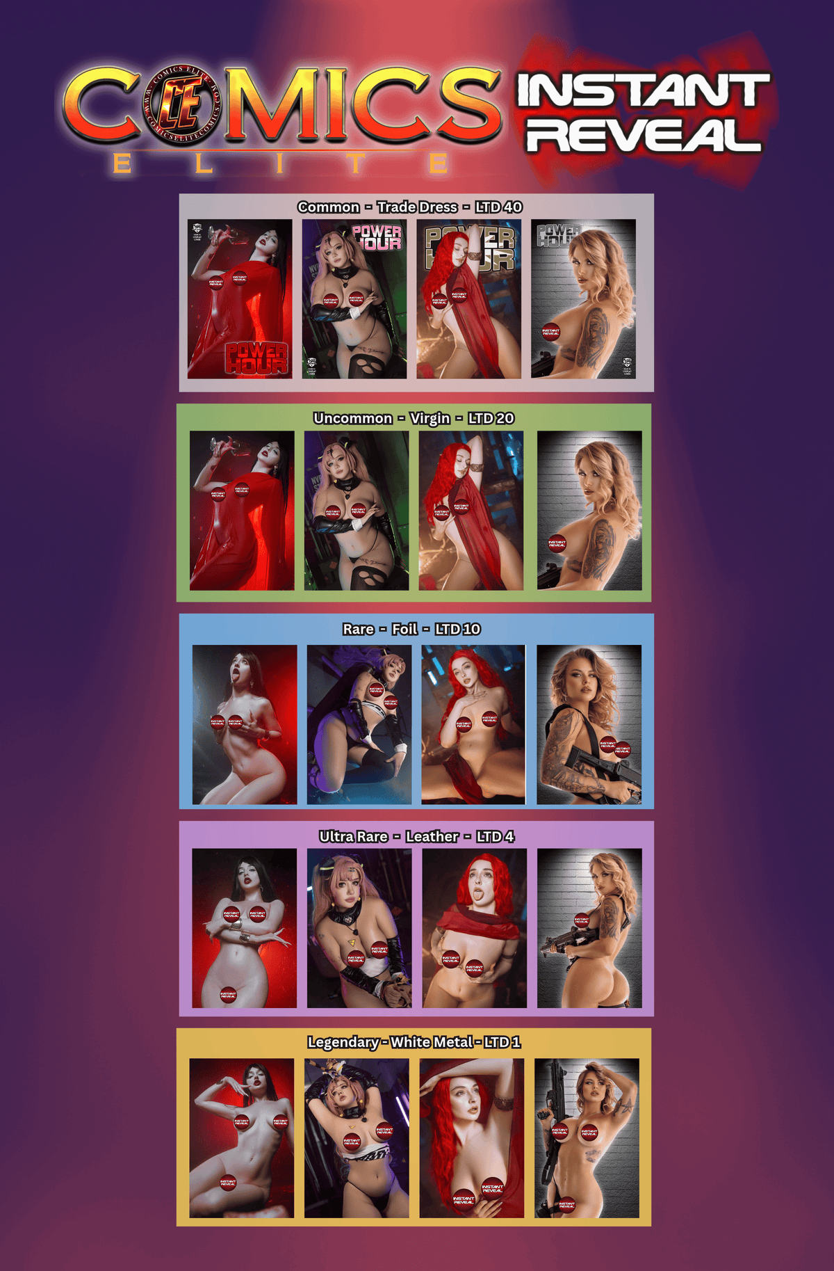 POWER HOUR #3 - INSTANT REVEALS - 3 BOOKS PER PACK - COSPLAY EDITION - NAUGHTY - LTD 100
