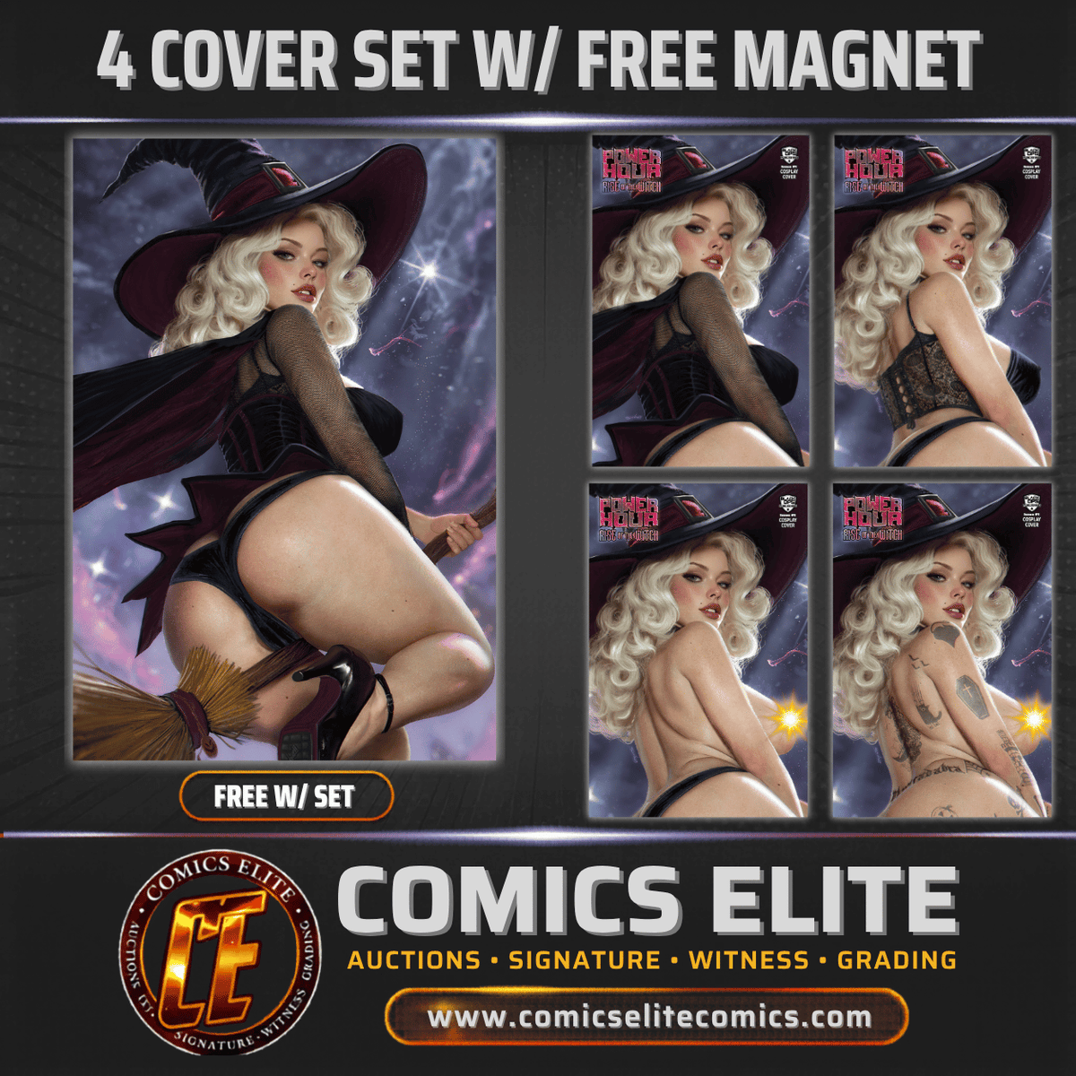 POWER HOUR RISE OF THE WITCH - SHIKARII - "STARS" - 4 COVER SET W/ FREE MAGNET