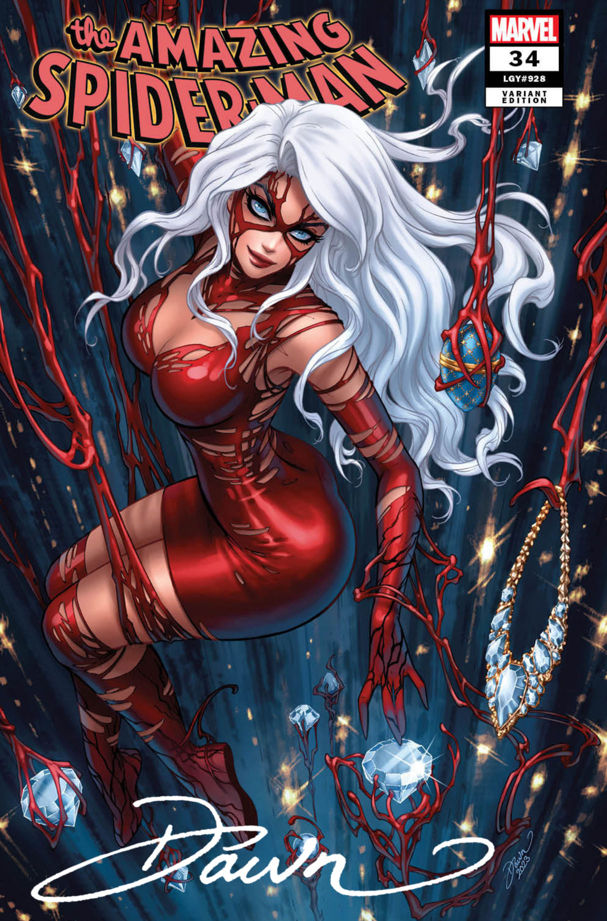 AMAZING SPIDER-MAN #34 - DAWN MCTEIGUE TRADE - LTD 3000 - SIGNED BY DAWN W/ COA