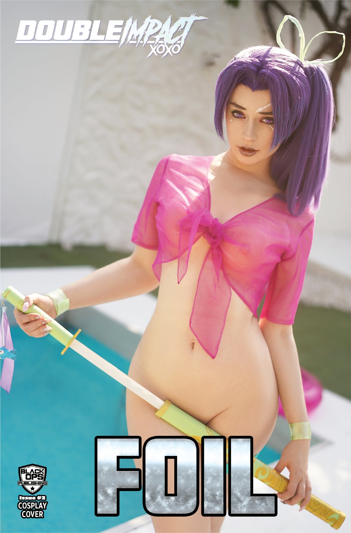 DOUBLE IMPACT #2 DARIA HIME COSPLAY - "PINK NINJA" - MINIMAL TRADE SHEER SPOT FOIL - LTD 10