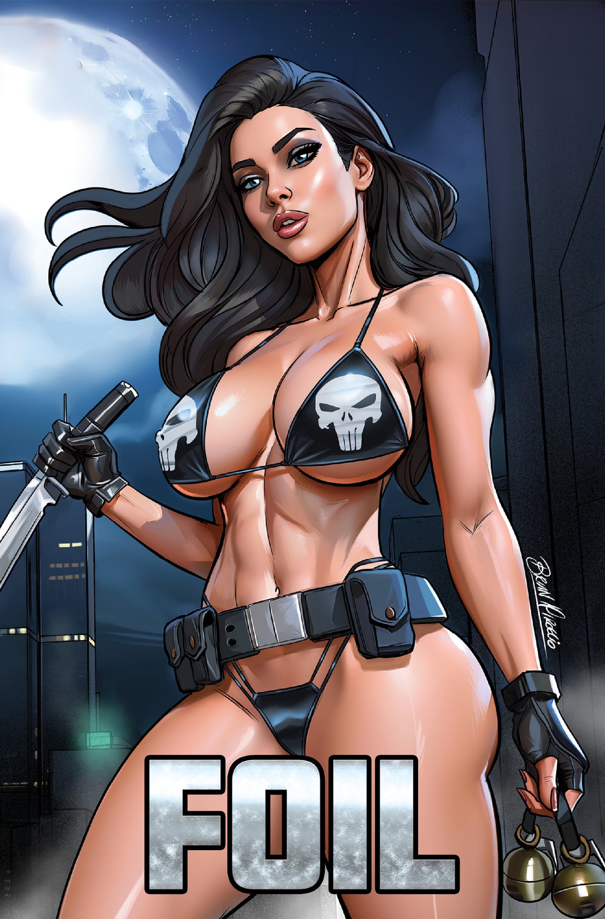 DOUBLE IMPACT #1 BRIAN MIROGLIO - "PUNISHED" BIKINI FOIL - CONNECTING - C2E2 EXCLUSIVE - LTD 5
