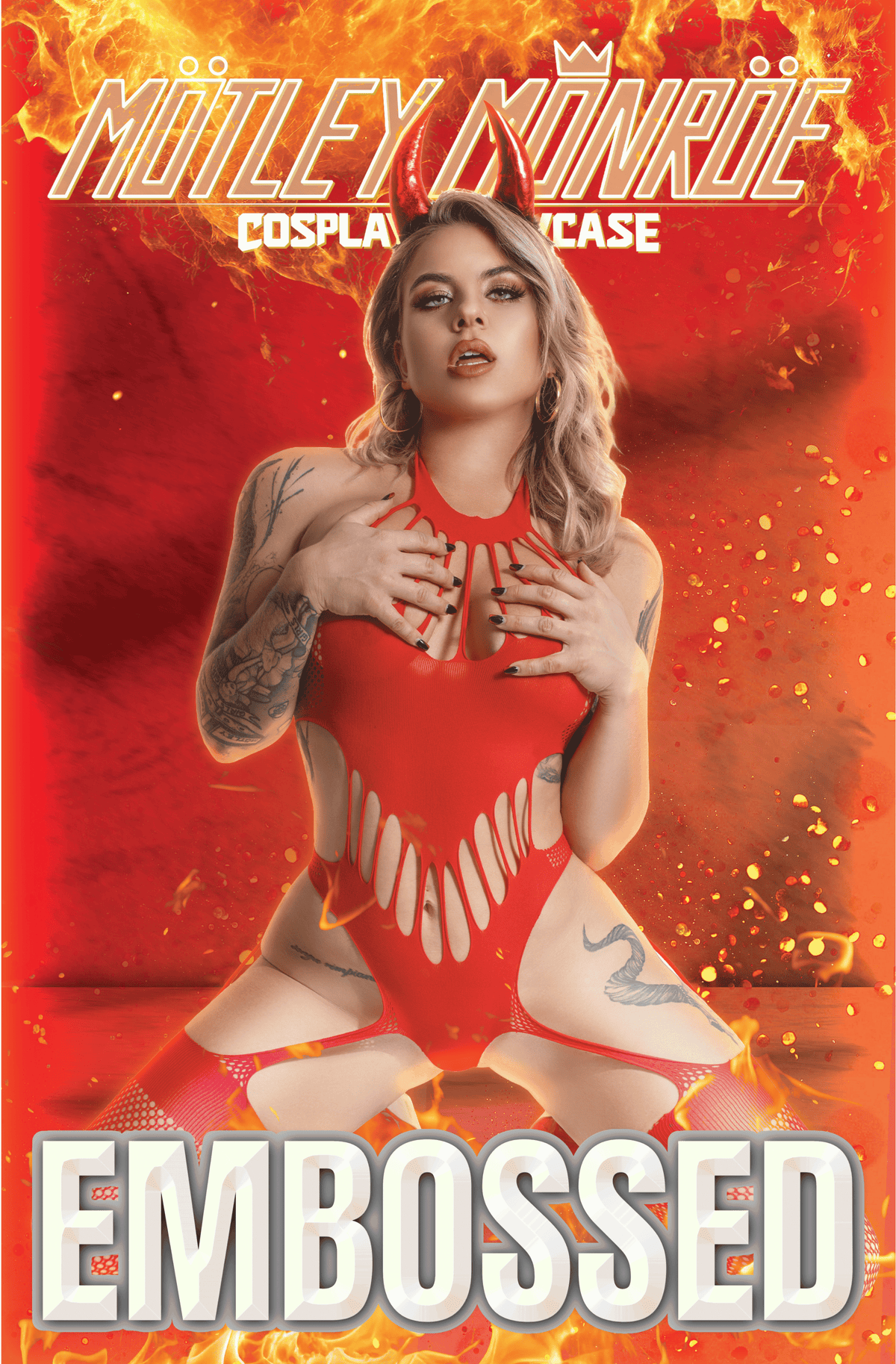 MOTLEY MONROE: COSPLAY SHOWCASE - "SEXY DEVIL" - TRADE NICE - EMBOSSED - LTD 3
