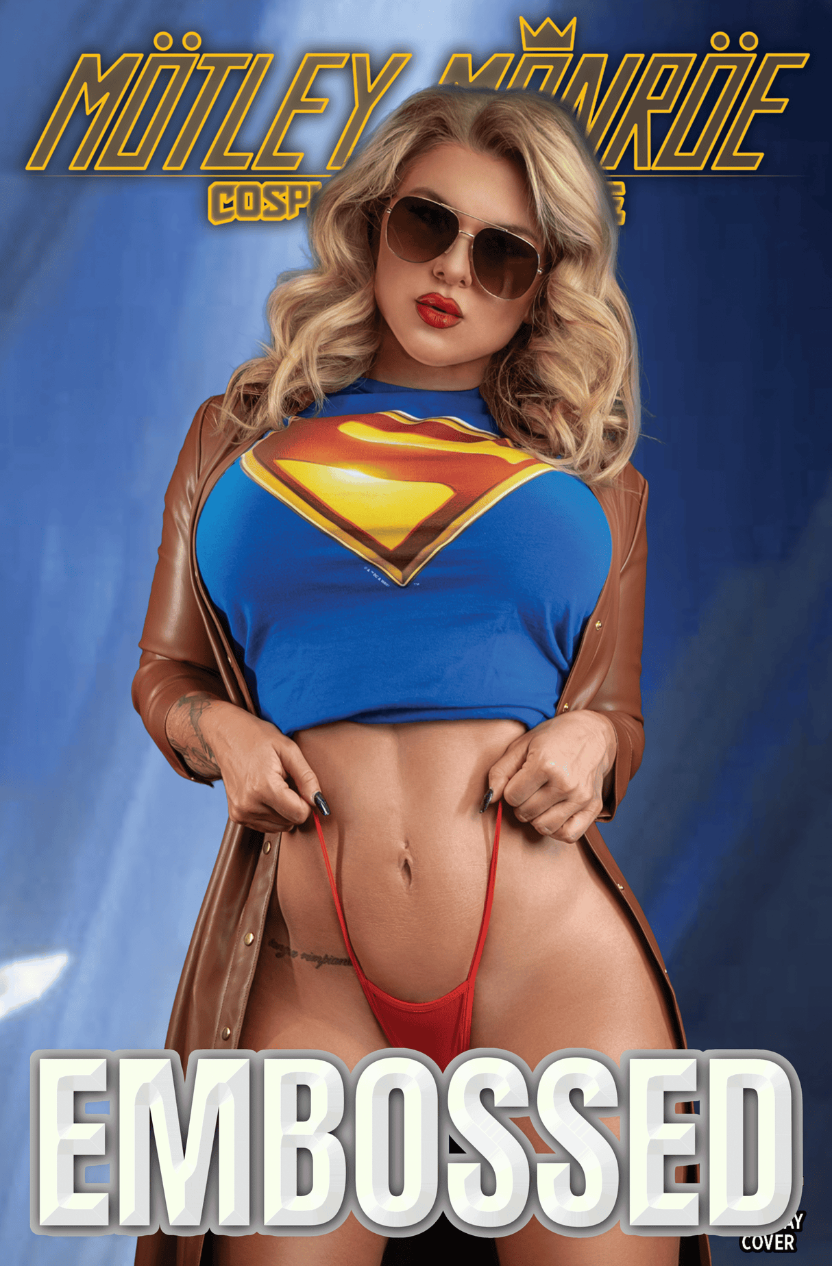 MOTLEY MONROE: COSPLAY SHOWCASE - "SUPER" - SECRET SET - TRADE GLASSES - EMBOSSED - LTD 3