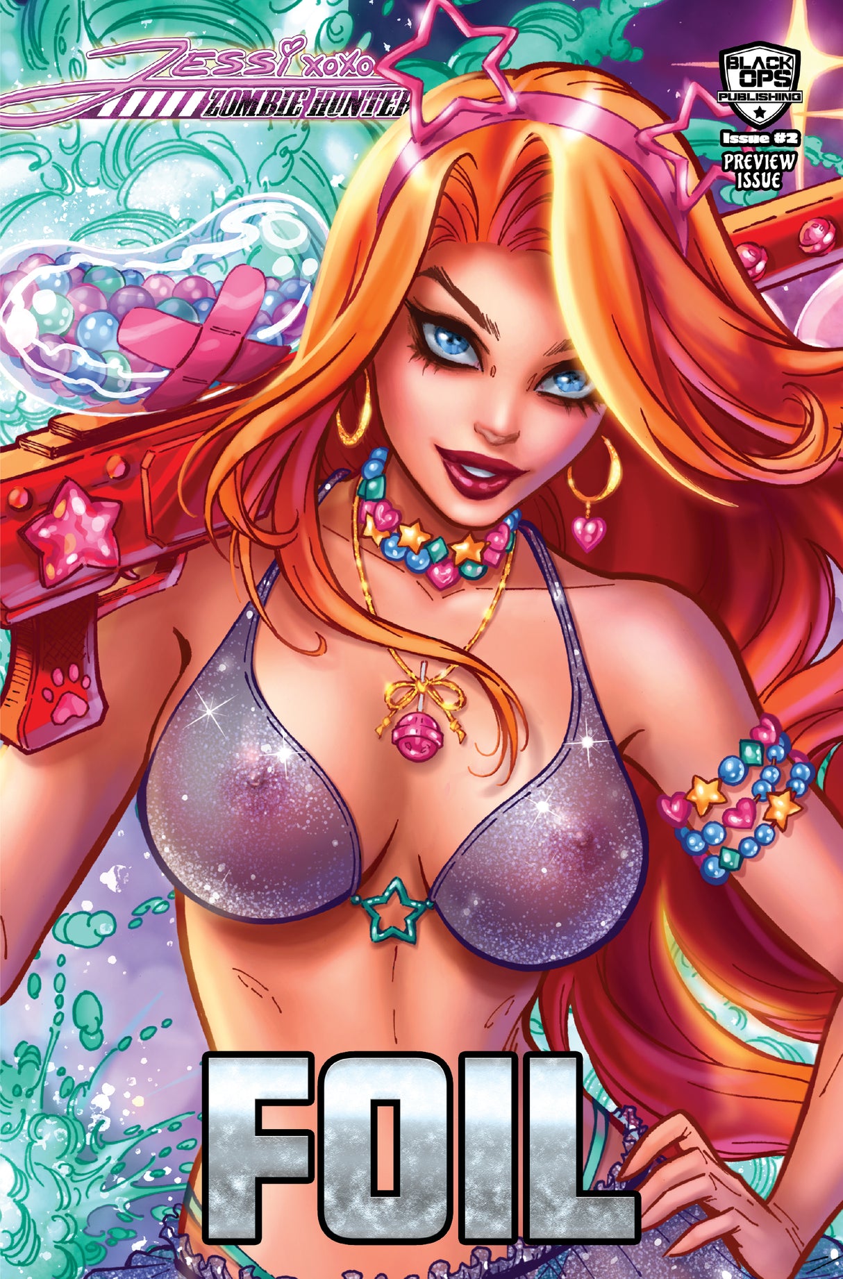 JESSI ZOMBIE HUNTER #2 PREVIEW - DAWN MCTEIGUE - "BATTLE READY" C2E2 EXCLUSIVE - UP CLOSE SHEER FOIL - LTD 5