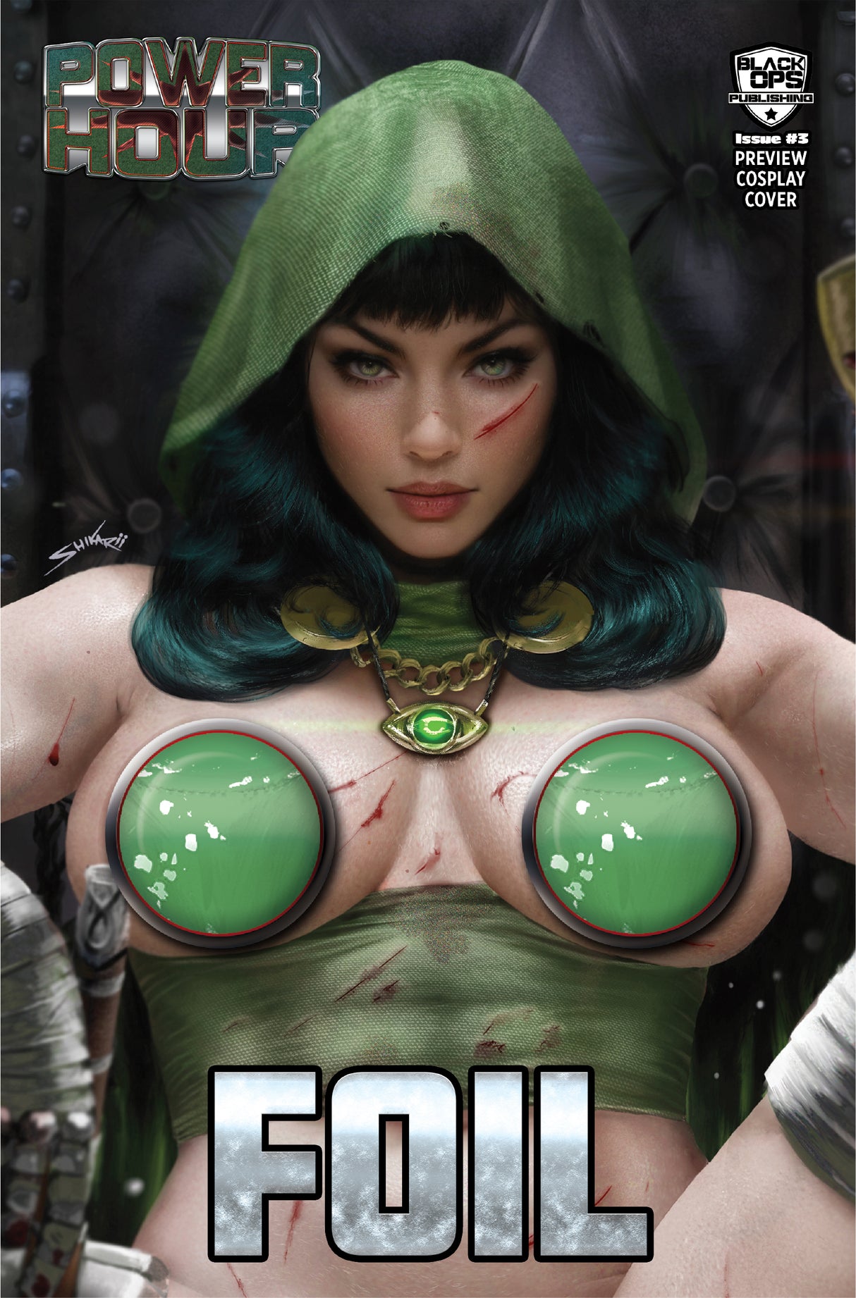 Power Hour #3 PREVIEW - Shikarii "God Queen" - Up-Close Naughty Battle Damage Foil LTD 25