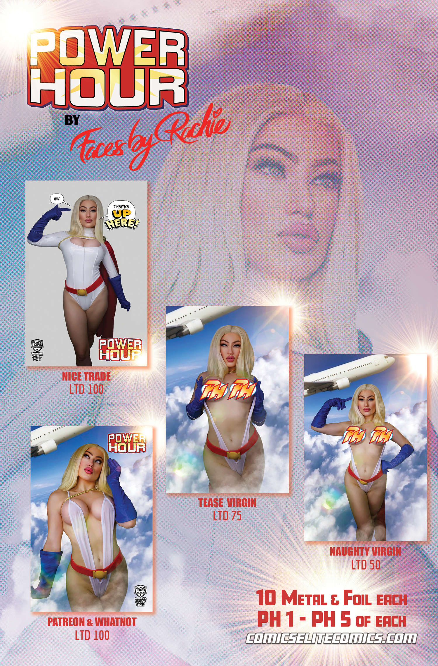 POWER HOUR #2 - RACHEL HOLLON POWER GIRL COSPLAY- MEGACON EXCLUSIVE TEASE - LTD 75 - SIGNED BY RACHIE W/ COA