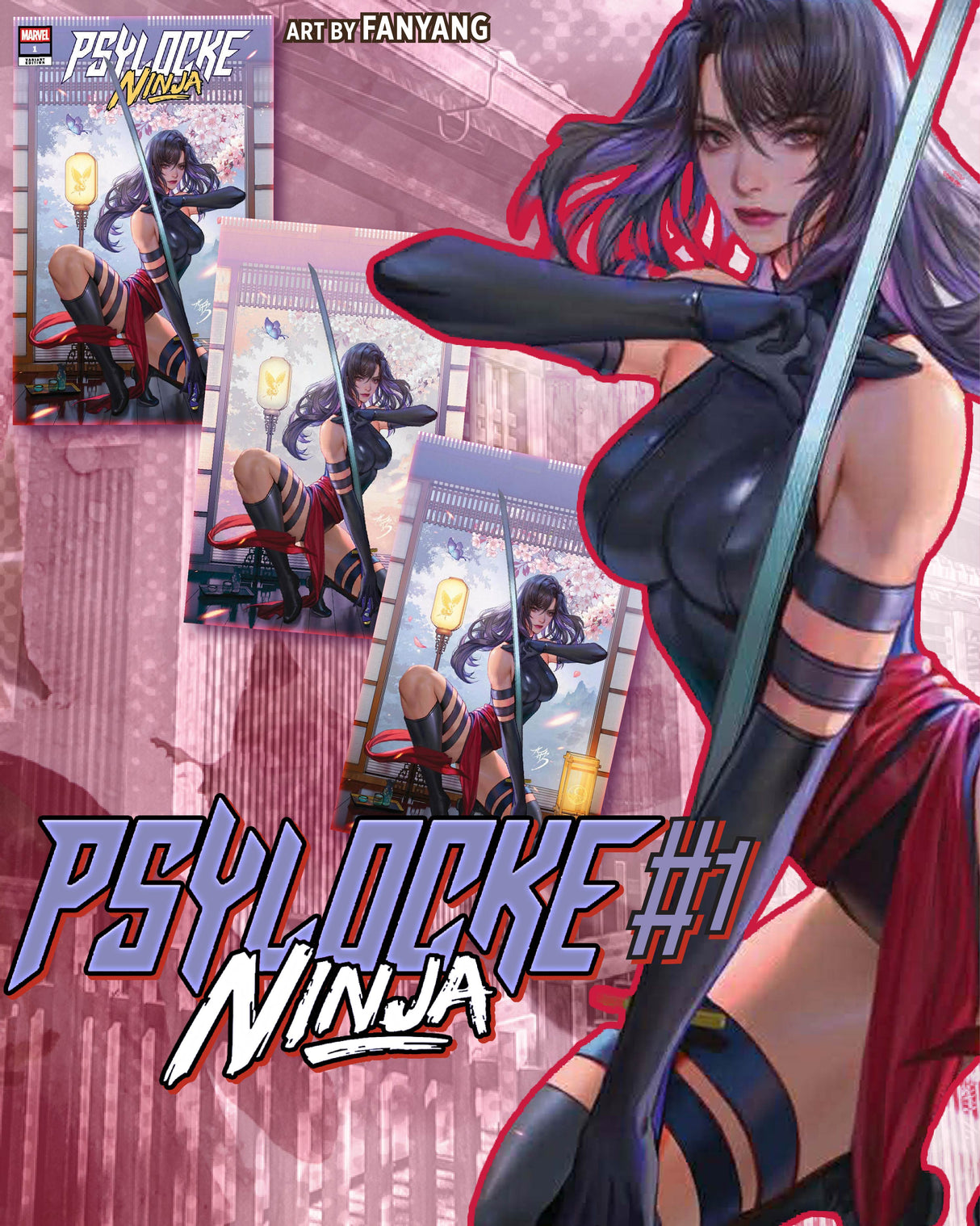 PSYLOCKE NINJA #1 FANYANG - TRADE DRESS, VIRGIN & VIRGIN DAY - SET OF 3