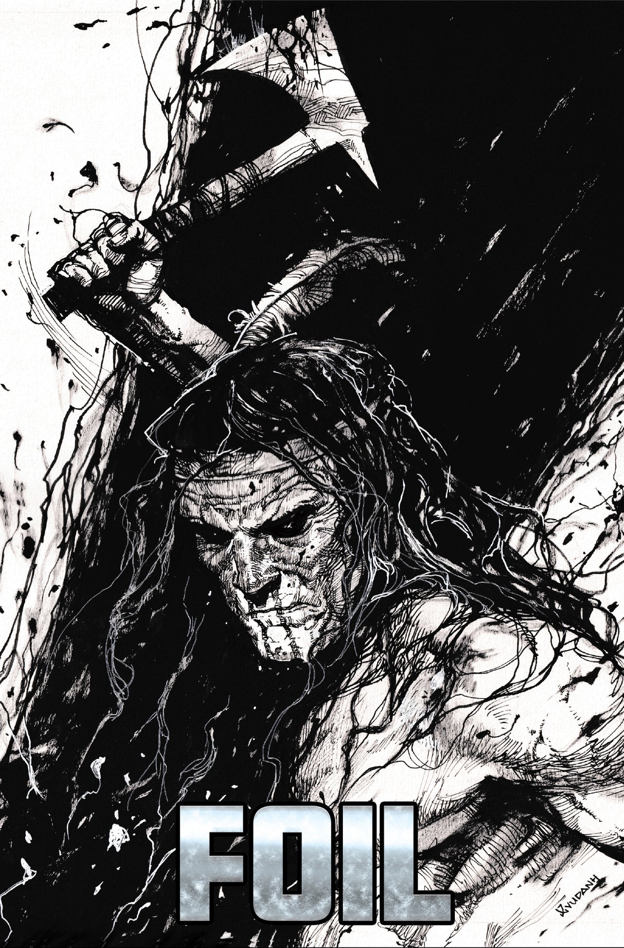SEEDS OF EVIL #1 ASHCAN - VU DANH "HATCHET" - C2E2 EXCLUSIVE - B&W VIRGIN FOIL - LTD 5