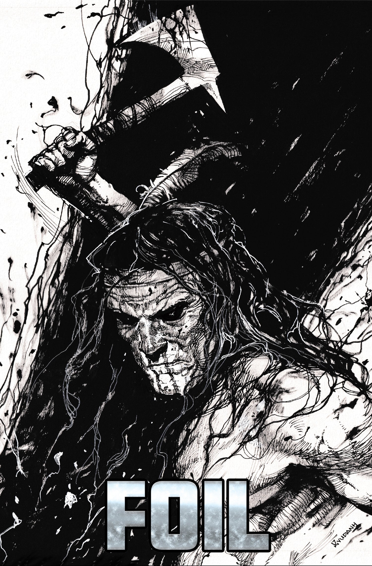 SEEDS OF EVIL #1 ASHCAN - VU DANH "HATCHET" - C2E2 EXCLUSIVE - B&W VIRGIN FOIL - LTD 5