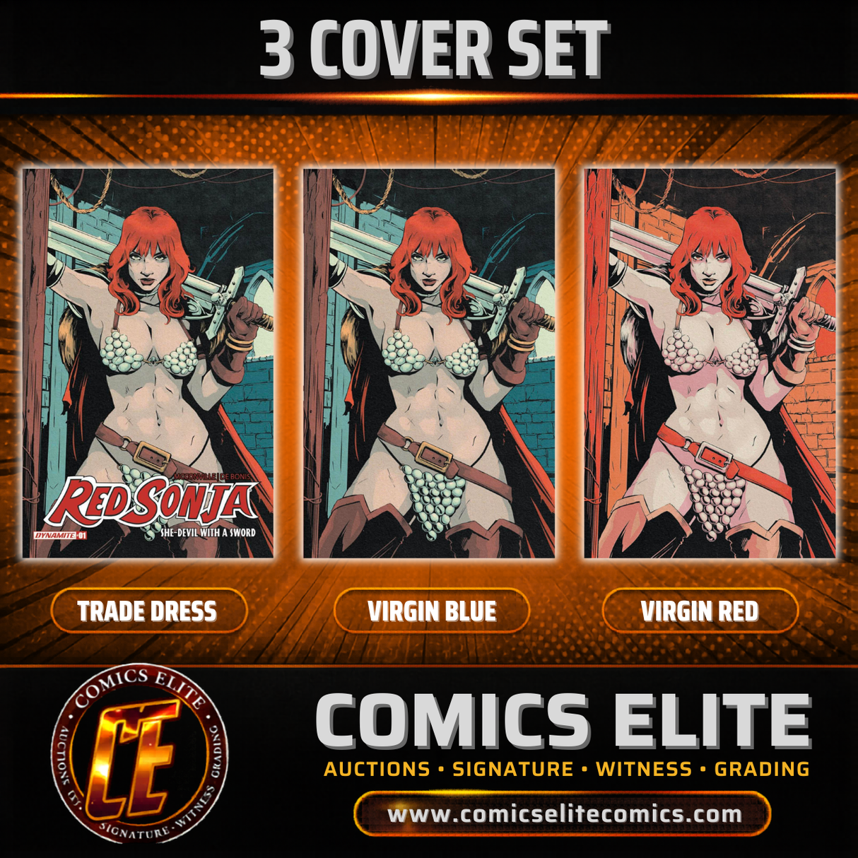 RED SONJA: SHE DEVIL WITH A SWORD #1 - FLOPS! - 3 COVER SET - LTD 500