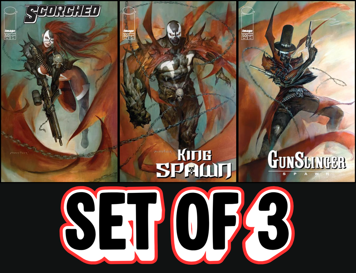 KING SPAWN, GUNSLINGER SPAWN & SPAWN SCORCHED #50 - COVER B PUPPETEER LEE - 3 PART CROSSOVER SET (RELEASE: 4/1/26)
