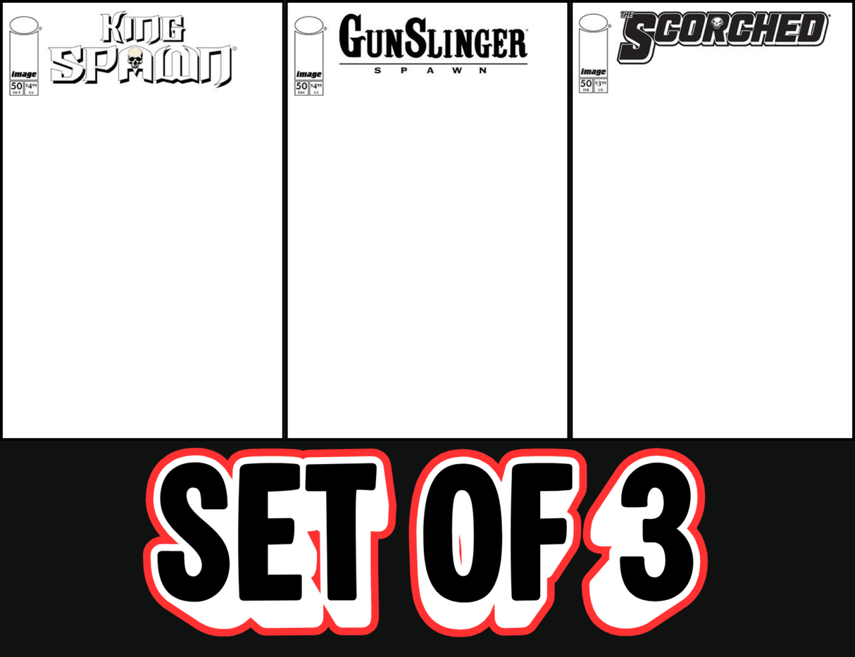 KING SPAWN, GUNSLINGER SPAWN & SPAWN SCORCHED #50 - COVER D BLANK SKETCH - 3 PART CROSSOVER SET (RELEASE: 4/1/26)
