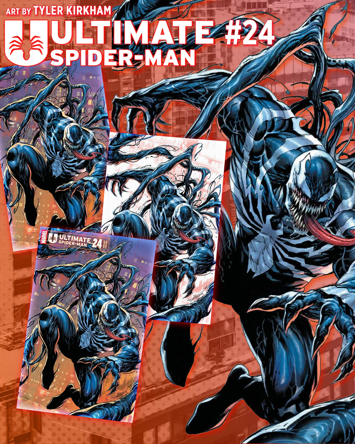 ULTIMATE SPIDER-MAN #24 KIRKHAM - TRADE DRESS, VIRGIN AND COLOR SPLASH - SET OF 3