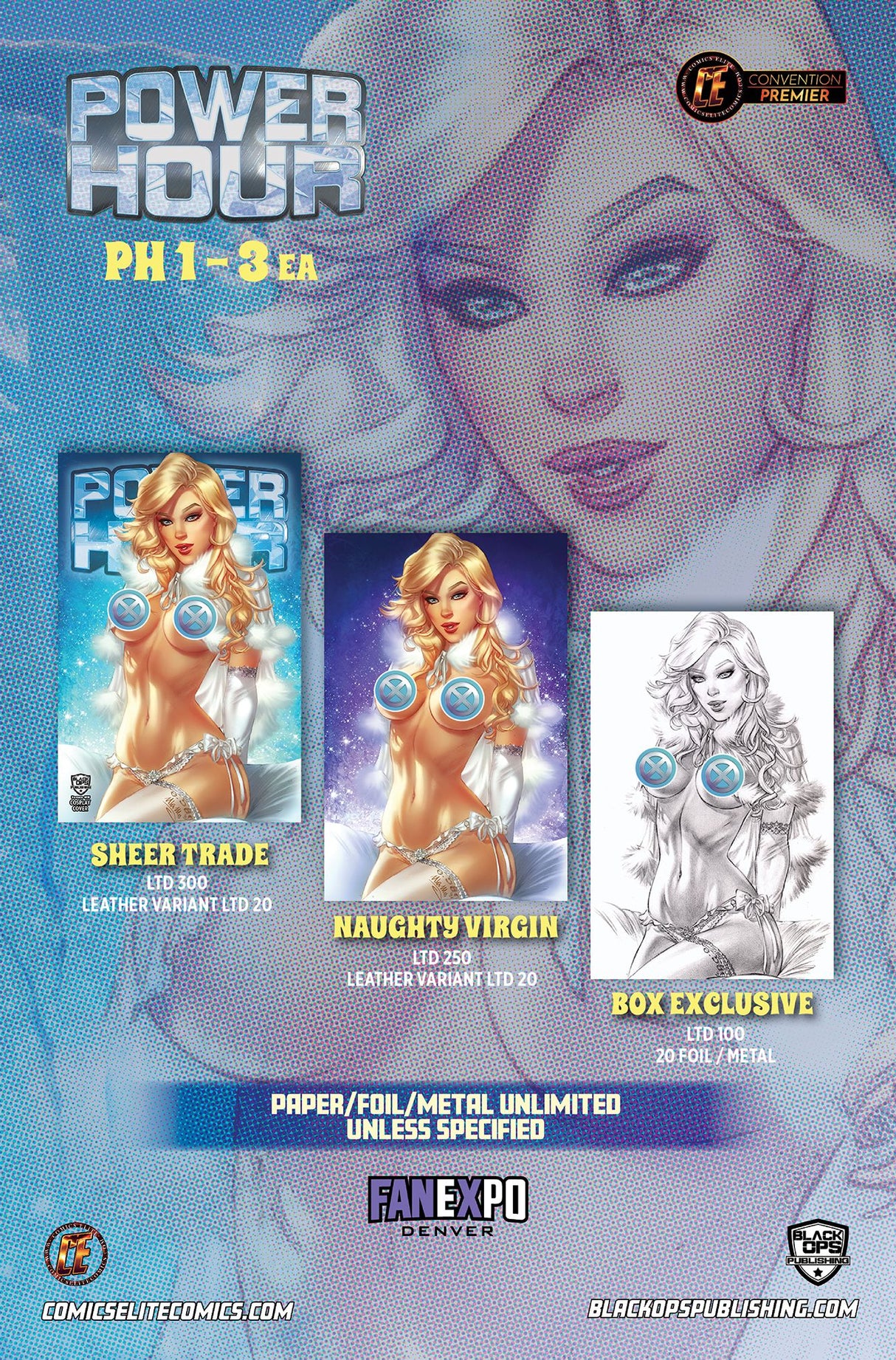 POWER HOUR #3 EBAS "ICE QUEEN" - DENVER FANEXPO EXCLUSIVE - SKETCH METAL - LTD 20