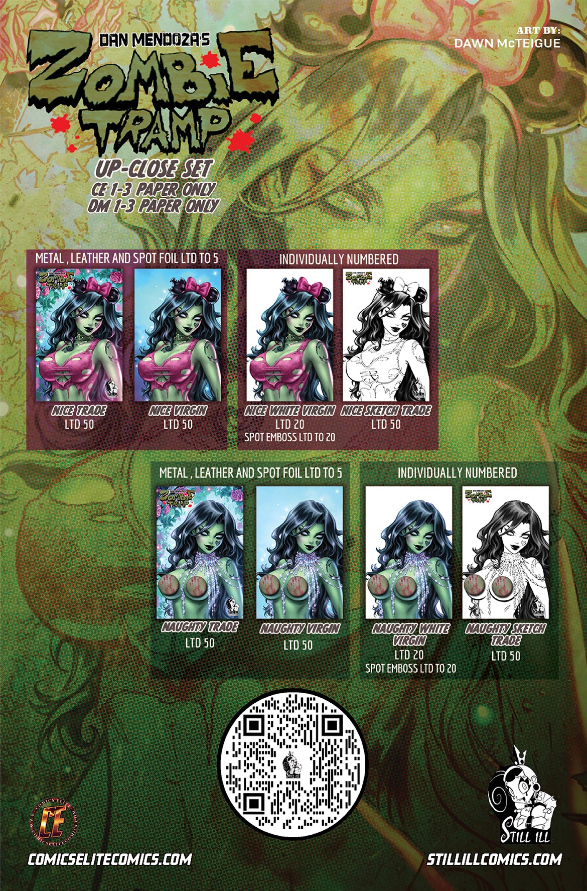 ZOMBIE TRAMP #56 - DAWN MCTEIGUE - MEGACON - UP CLOSE NAUGHTY VIRGIN -SKETCH - LTD 50