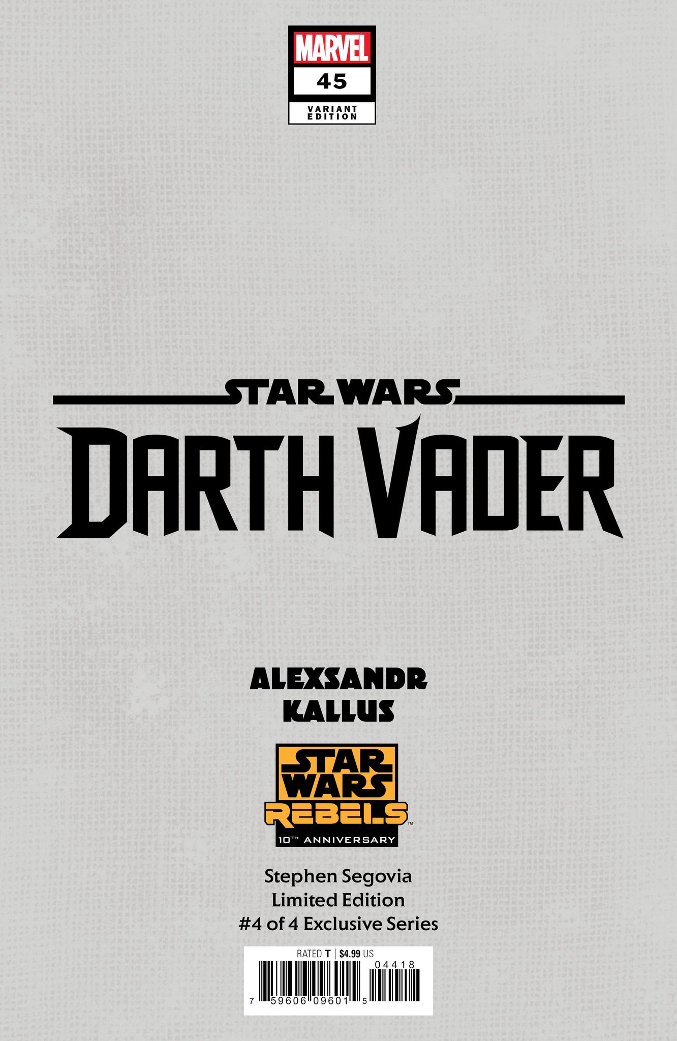 STAR WARS DARTH VADER #45 - STEPHEN SEGOVIA - TRADE DRESS - LTD 1500