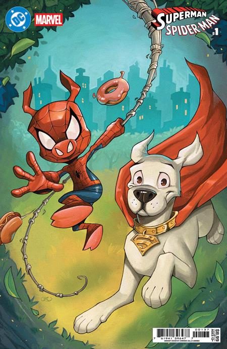 DC MARVEL SUPERMAN SPIDER-MAN #1 - CVR W - CHRISSIE ZULLO KRYPTO & SPIDER-HAM CARD STOCK - (RELEASE: 3/25/26)
