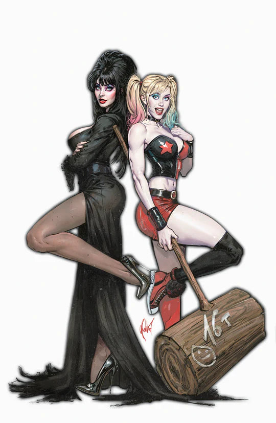 HARLEY QUINN X ELVIRA #1 CEDRIC POULAT - VIRGIN WHITE - LTD 500