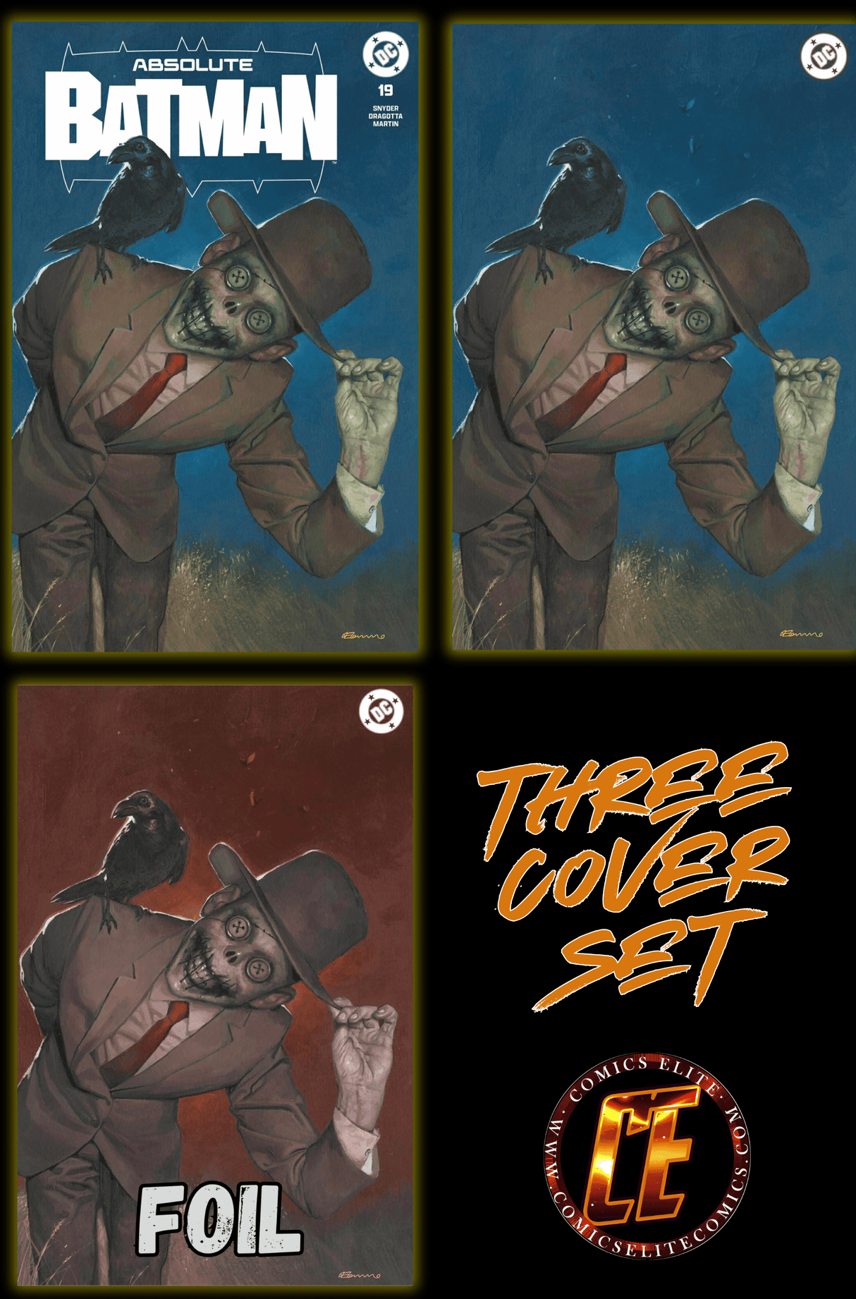 ABSOLUTE BATMAN #19 - FABRIZIO DE TOMASSO - TD, VIRGIN & RED FOIL- SET OF 3 - LTD 1000