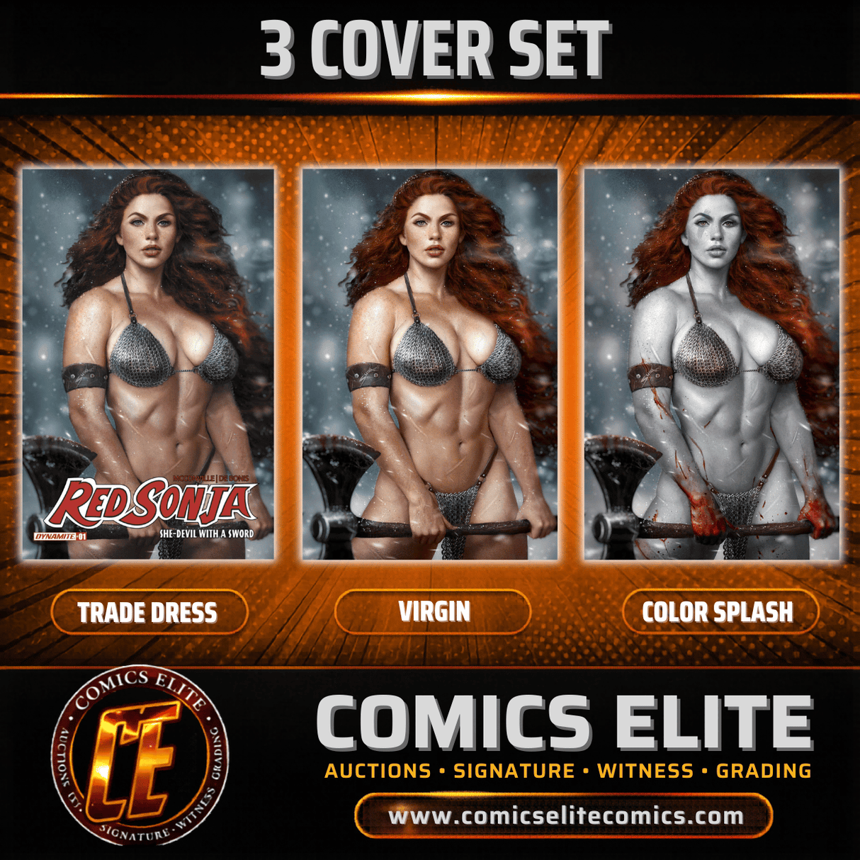 RED SONJA SHE-DEVIL WITH A SWORD #1 SHIKARII - 3 COVER SET - LTD 500