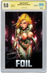 STORMY DANIELS: SPACE FORCE #1 - JAMIE TYNDALL - GREEN NAUGHTY FOIL - LTD 100