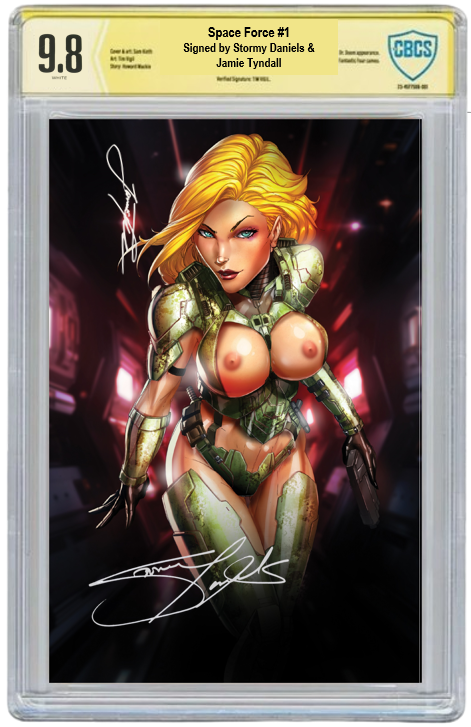 STORMY DANIELS: SPACE FORCE #1 - JAMIE TYNDALL - GREEN NAUGHTY - LTD 300