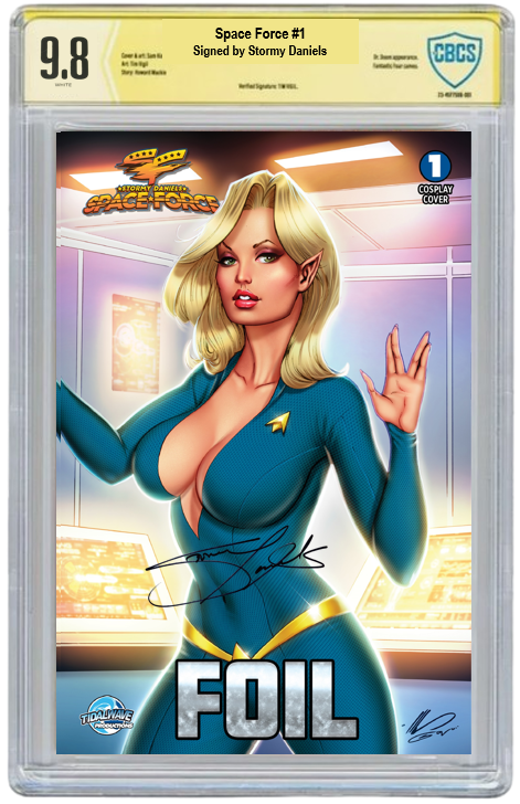 STORMY DANIELS: SPACE FORCE #1 - ALE GARZA - BLUE NICE FOIL - LTD 100