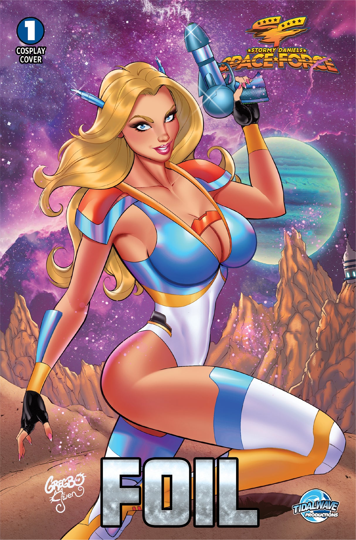 STORMY DANIELS: SPACE FORCE #1 - GREGBO MAIN - NICE FOIL - LTD 100