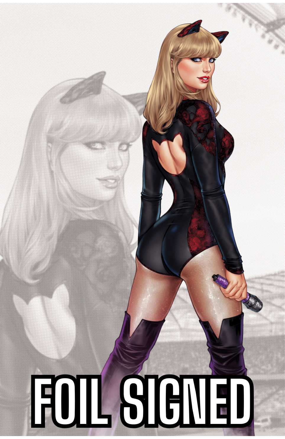 FEMALE FORCE: TAYLOR SWIFT #2 - ELIAS CHATZOUDIS - ART ONLY FOIL - SIGNED BY ELIAS W/ COA