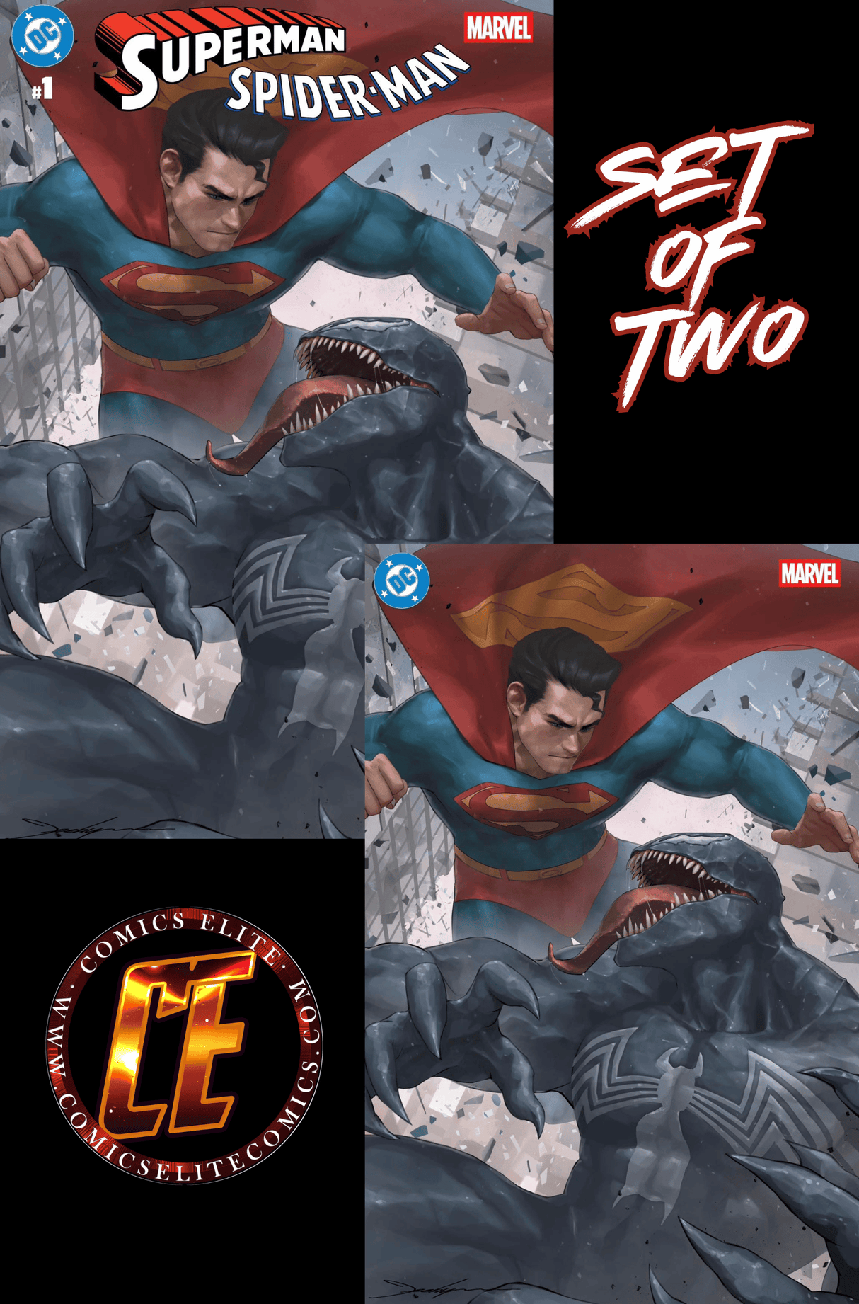 SUPERMAN SPIDER-MAN #1  - JEEHYUNG LEE - TRADE & VIRGIN SET - LTD 1000