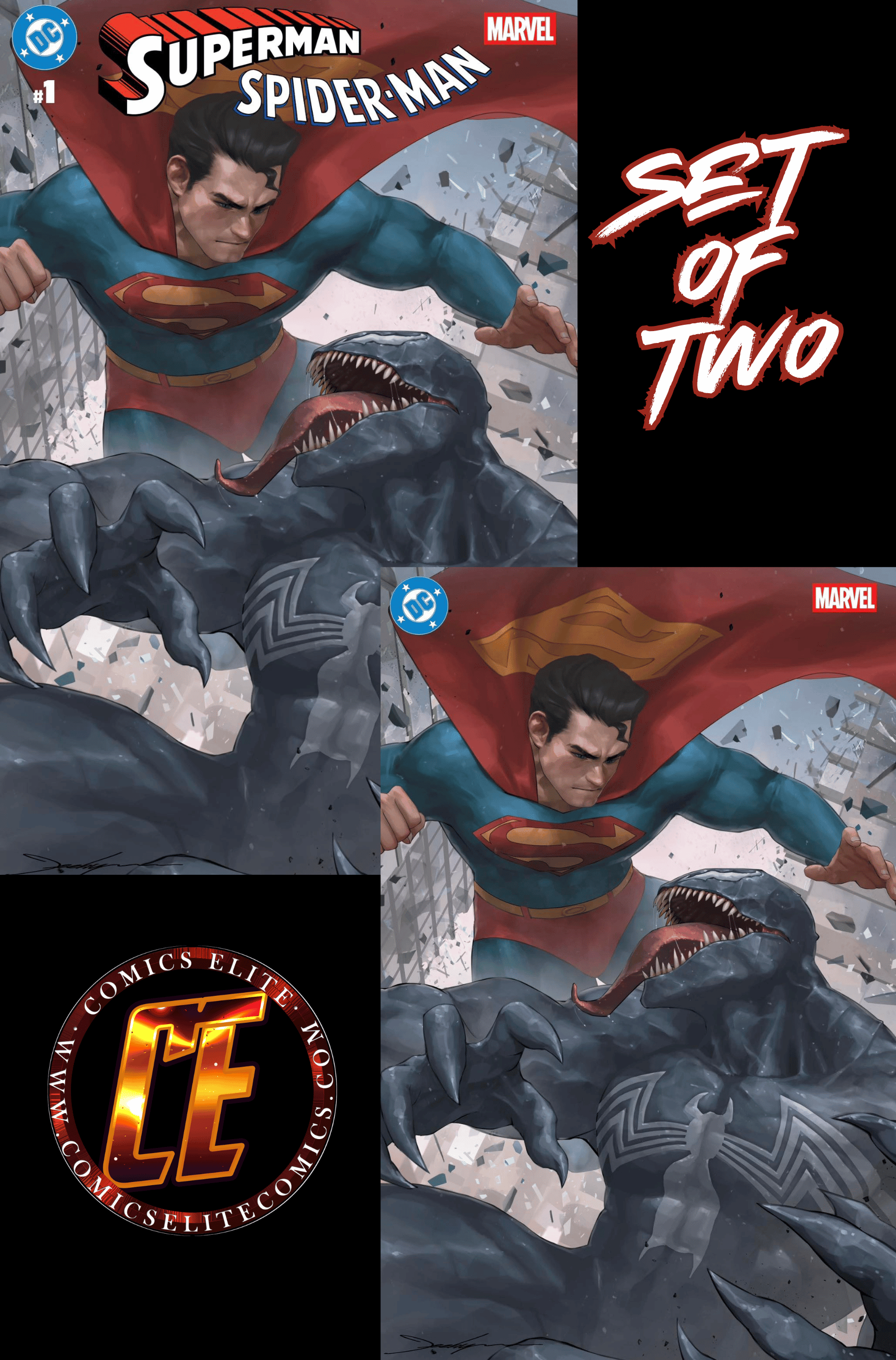SUPERMAN SPIDER-MAN #1 - JEEHYUNG LEE - TRADE & VIRGIN SET - LTD 1000