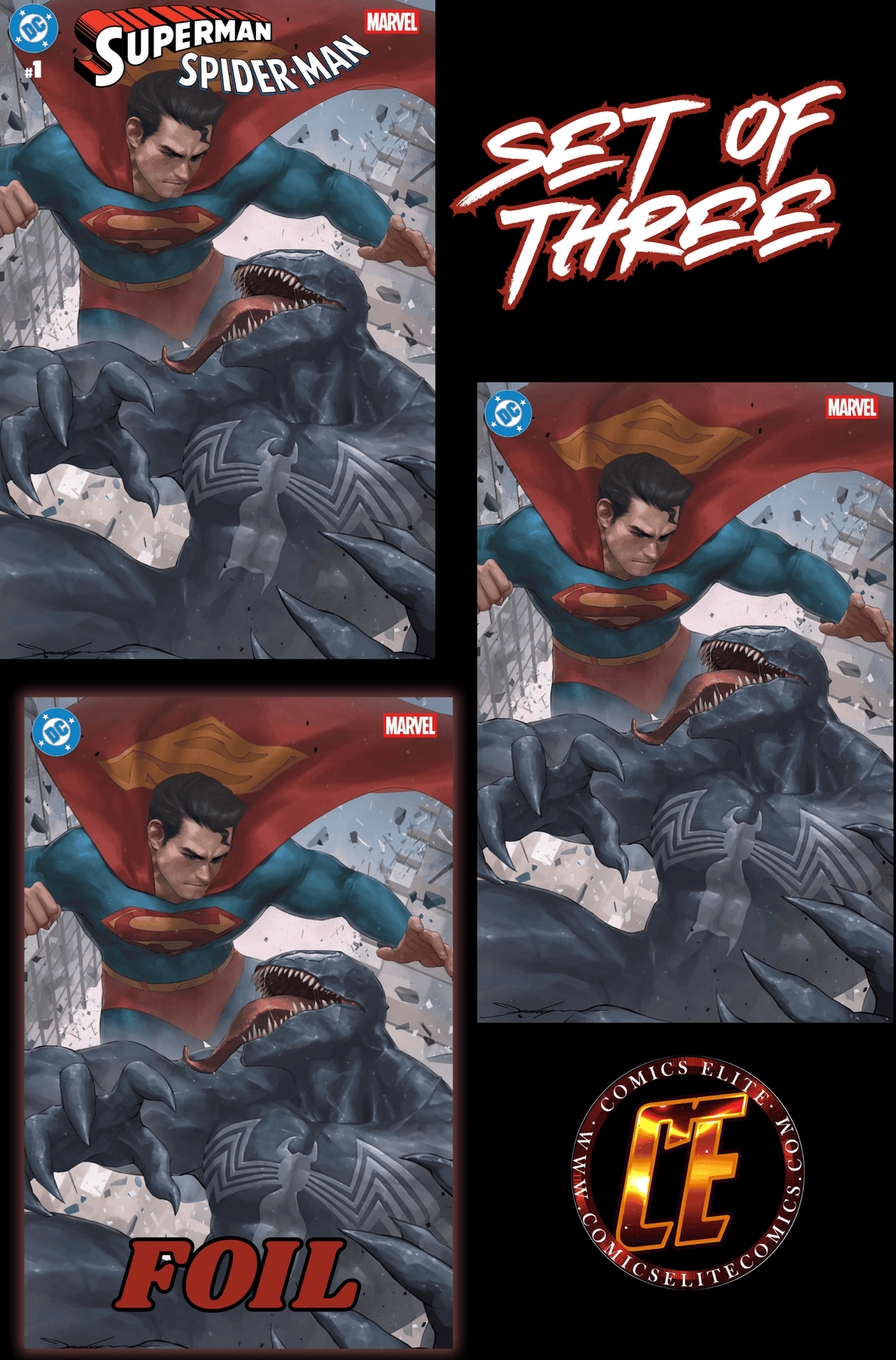 SUPERMAN SPIDER-MAN #1  - JEEHYUNG LEE - SET OF THREE - LTD 1000