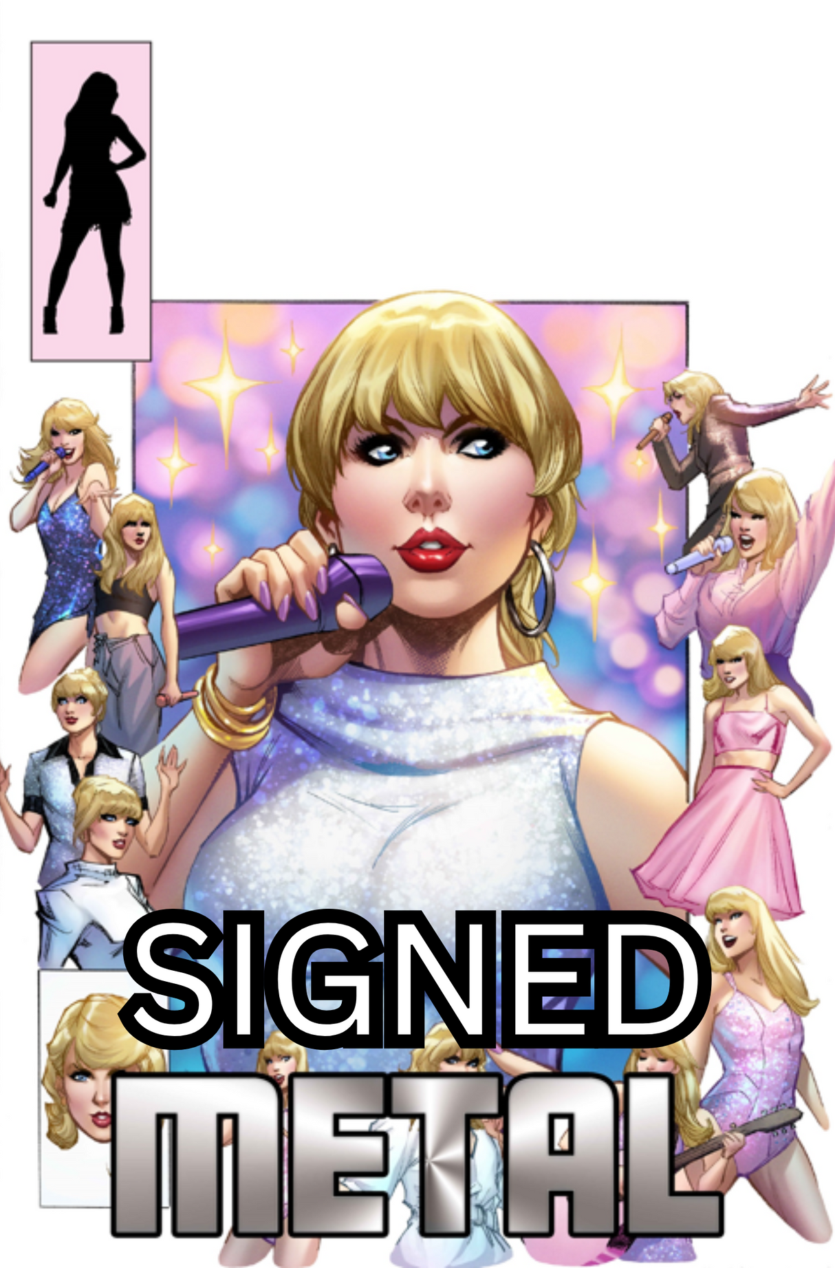 FEMALE FORCE: TAYLOR SWIFT #2 - ALE GARZA ART ONLY METAL - LTD 25 - SIGNED BY DARREN DAVIS & ALE GARZA W/ COA