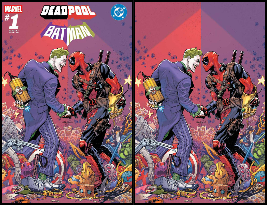MARVEL/DC: DEADPOOL/BATMAN #1 GLEASON - 616 SHARED EXCLUSIVE - TRADE DRESS & VIRGIN - SET OF 2