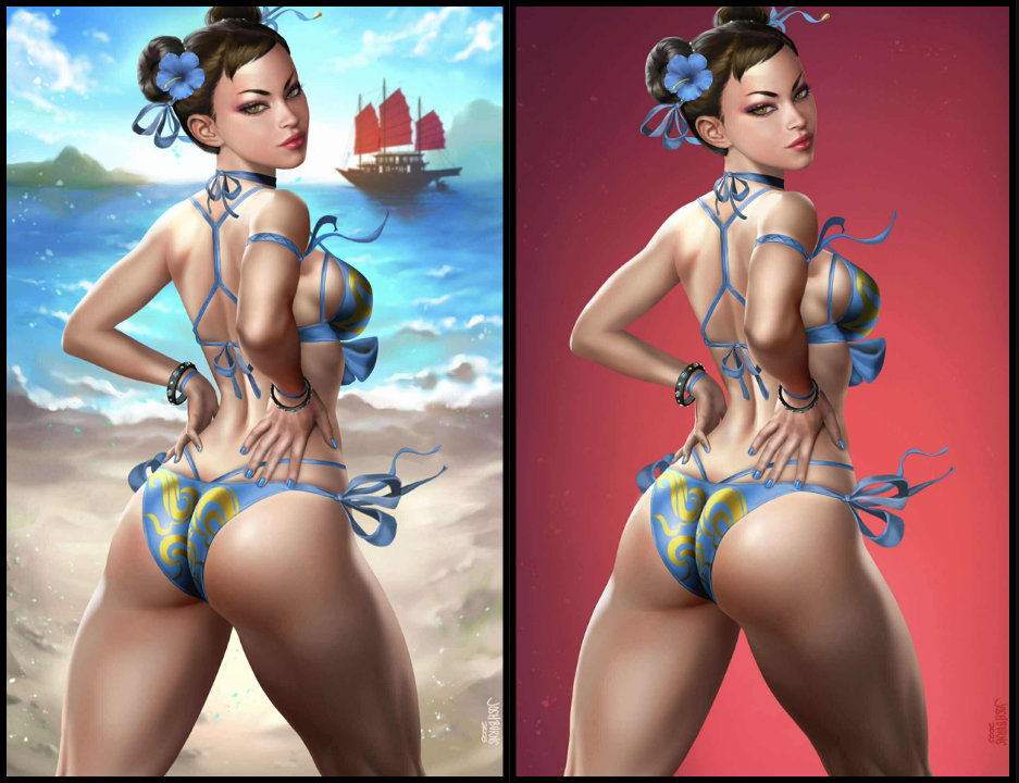 STREET FIGHTER & FRIENDS SWIMSUIT SPECIAL 2025 #1 BURNS - BEACH & RED - SET OF 2