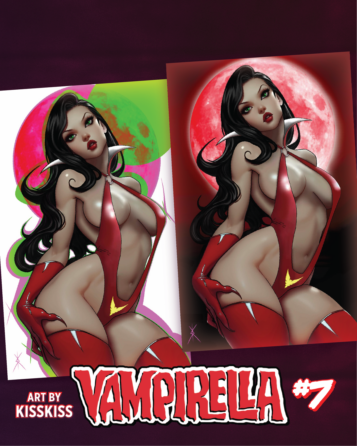 VAMPIRELLA #7 KISSKISS - VIRGIN AND VIRGIN PINK & GREEN - SET OF 2