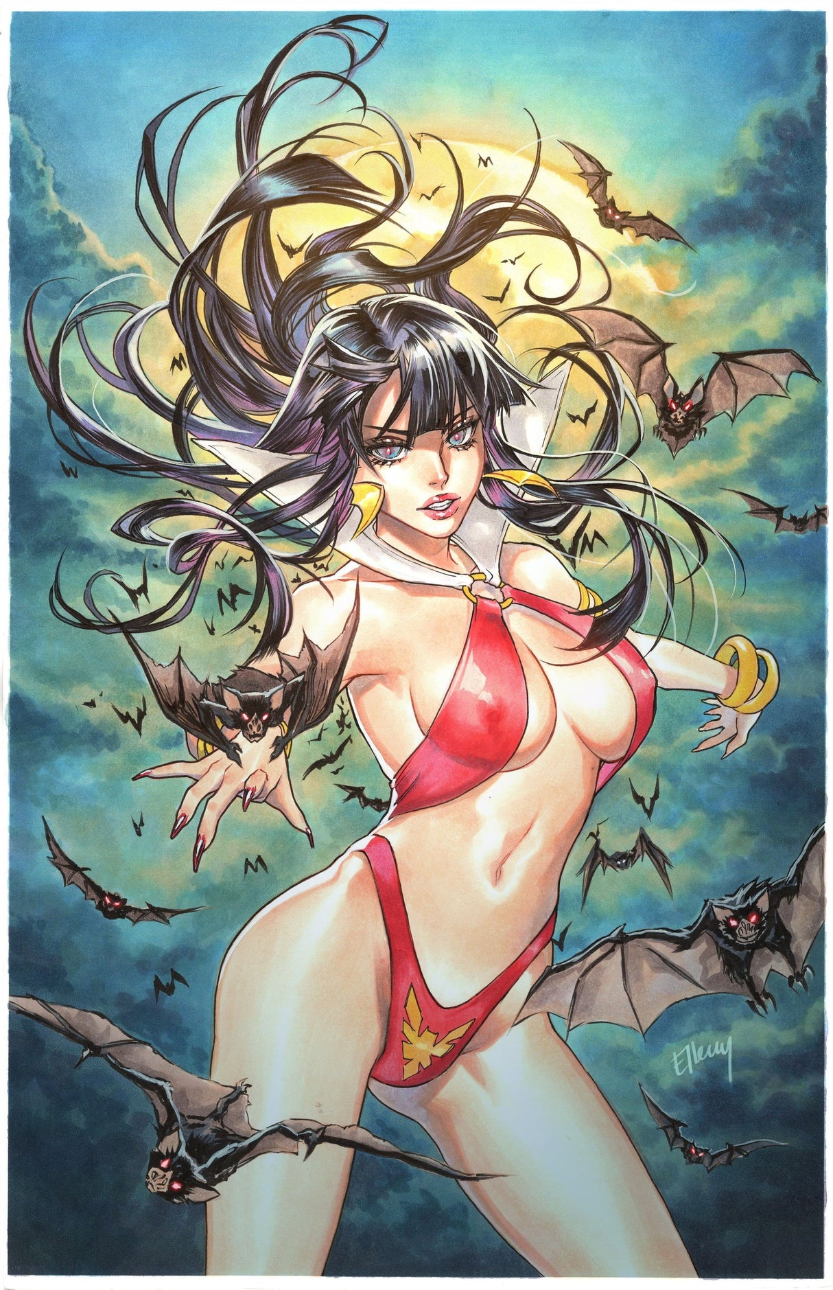 VAMPIRELLA #2 ELLERY SANTOS - 2 COVER SET - FULL COLOR & SPOT COLOR - LTD 250