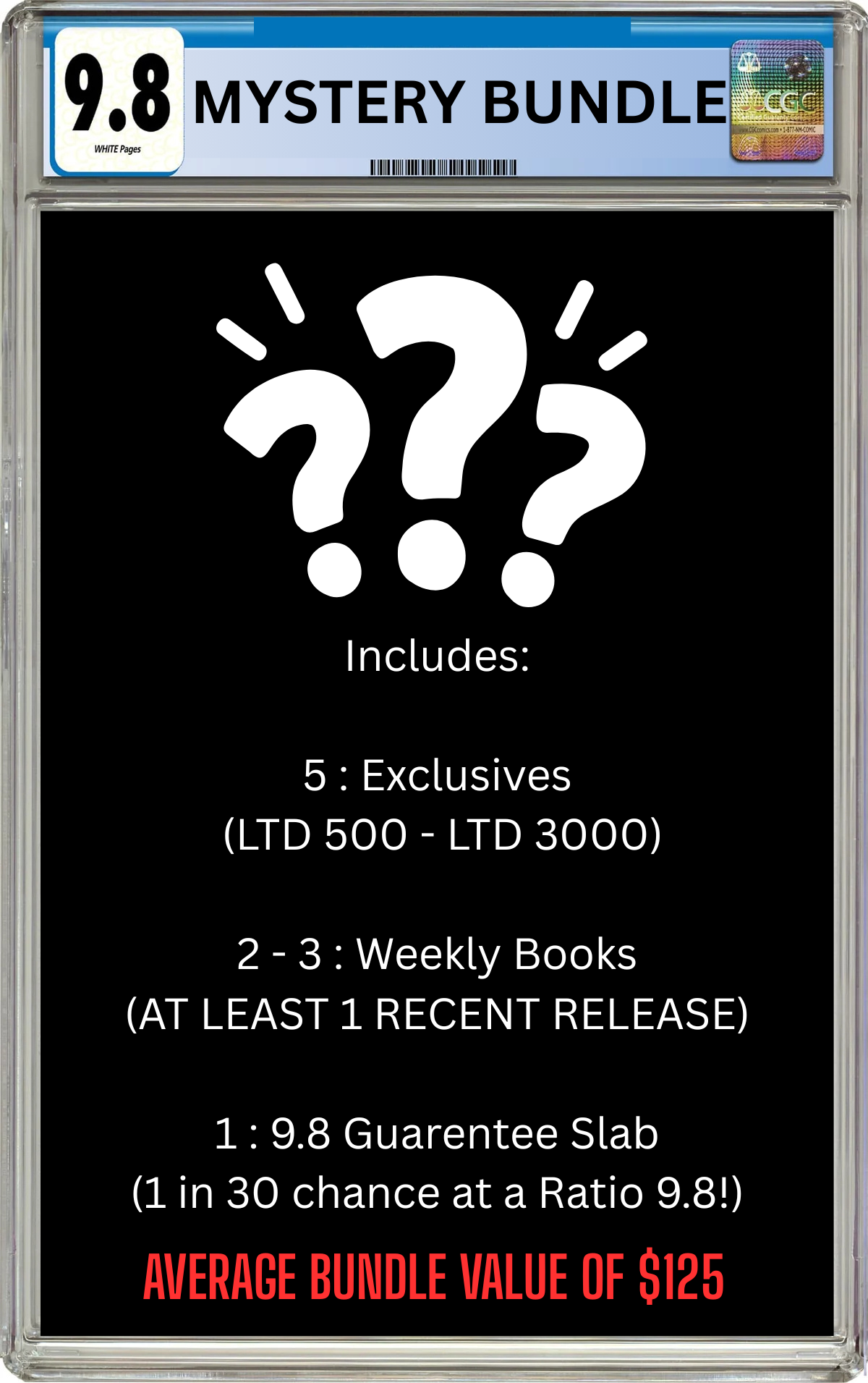 9.8 GUARANTEE MYSTERY BUNDLE - 1 IN 30 CHANCE AT A CHASE SLABS