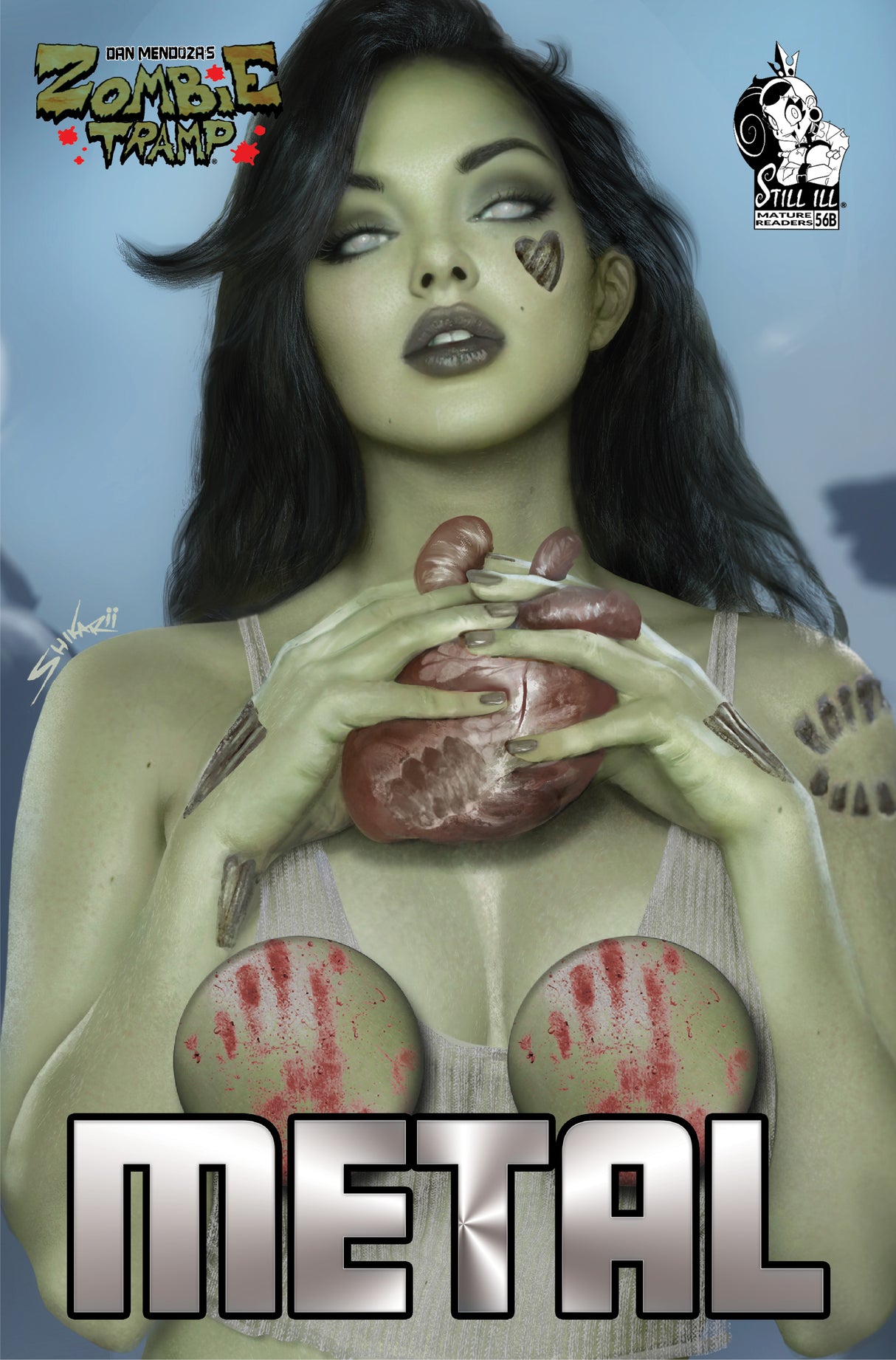 DAN MENDOZA'S ZOMBIE TRAMP #56 SHIKARII - "GAME OVER" C2E2 EXCLUSIVE - UP CLOSE SHEER METAL - LTD 20