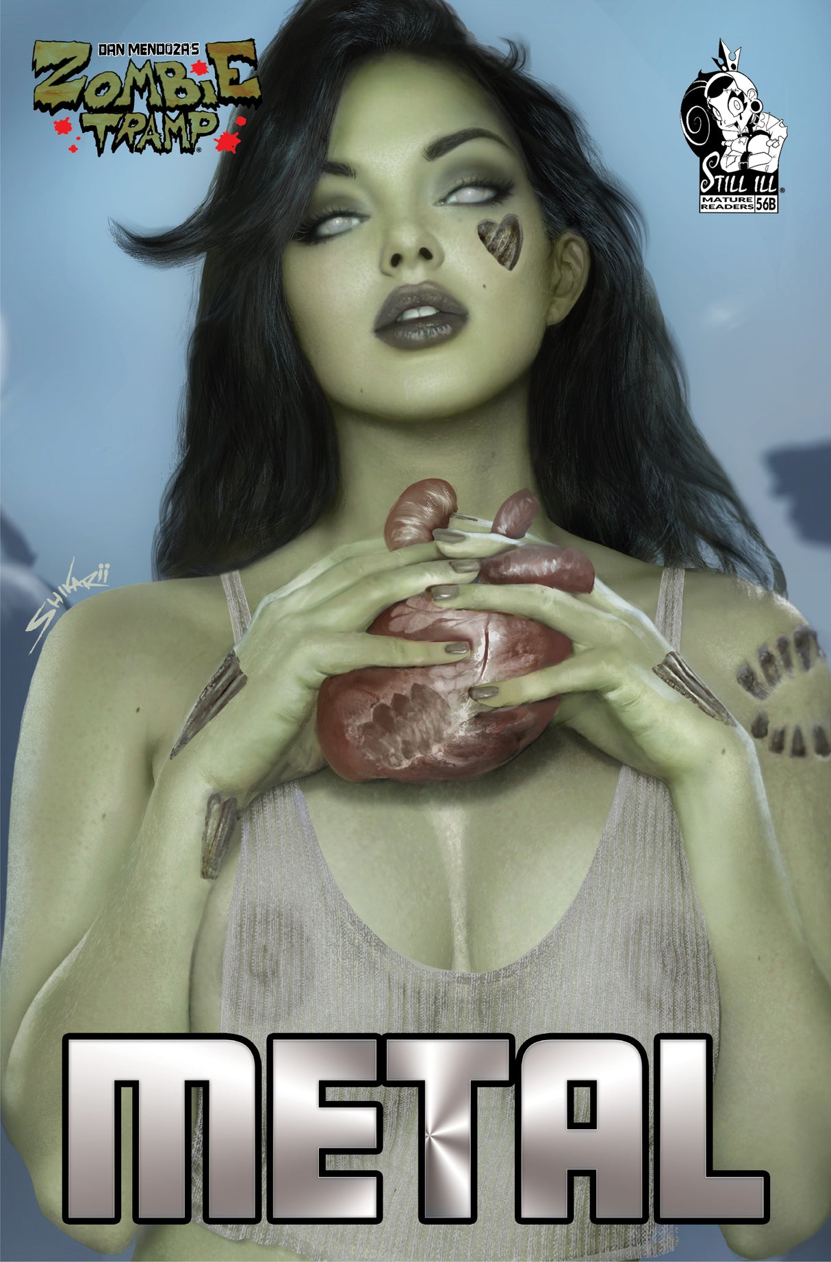 DAN MENDOZA'S ZOMBIE TRAMP #56 SHIKARII - "GAME OVER" C2E2 EXCLUSIVE - UP CLOSE SHEER METAL - LTD 20